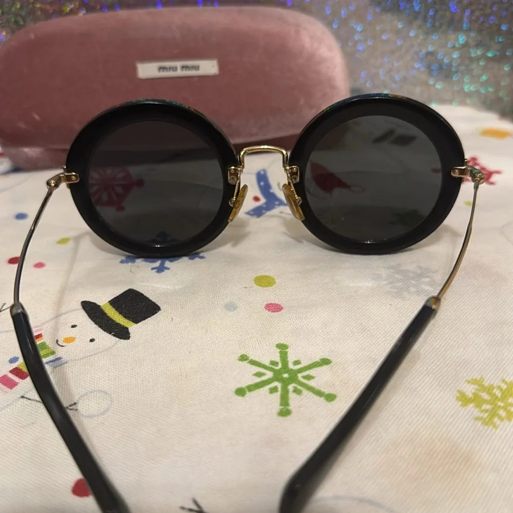 Miu Miu Sunglasses Black with Gold frames Includes pink case - Picture 7 of 10